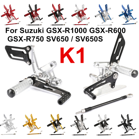 For Suzuki K1 GSX-R1000 GSX-R600 GSX-R750 SV650 S Adjustment Rider Motorcycle Footrests Rearset Rear Footpeg Foot Rests D20 ► Photo 1/6