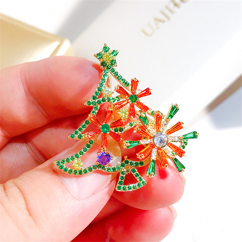 New Colorful Zircons Christmas Tree Brooches for Women Rhinestone Inlay Fashion Jewelry Festival Brooch Pins Gift Winter Broches ► Photo 1/6