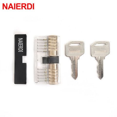 NAIERDI Visible Practice Padlock Copper Lock Pick Tools Transparent Locksmith Locks Cutaway Training Skill Professional ► Photo 1/6