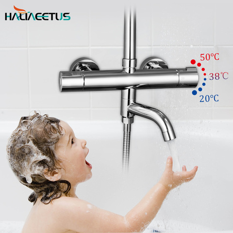 Thermostatic Shower Faucets Mixer Tap Hot And Cold Bathtub Faucet Bathroom Mixer  Wall Mounted Mixer Brass Control Rain ► Photo 1/6