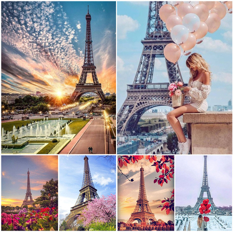 5D Diy Diamond Painting Full Square Paris Tower Cross stitch Picture of Rhinestones Decor Embroidery Diamond Mosaic Landscape ► Photo 1/6