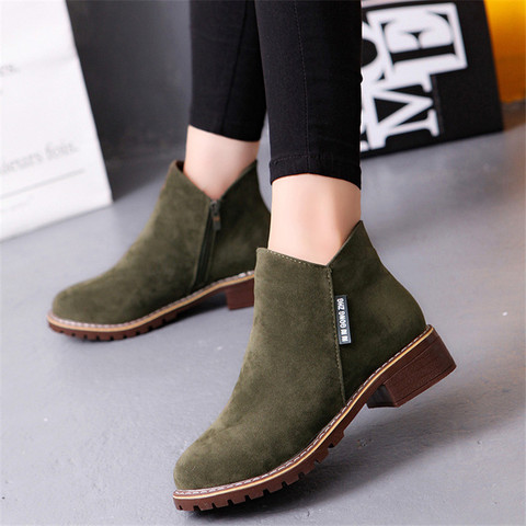 42 Size NEW Women Party Boots Autumn Winter Boots Flock Classic Zipper Snow Ankle Boots Winter Suede Warm Fur Plush Women Shoes ► Photo 1/6