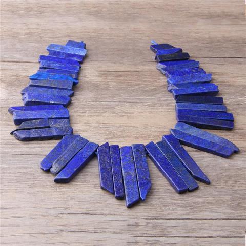 Natural flat blue Lapis lazuli stone Point Stick beads Top Drilled loose Beads Pendants necklace Accessories For jewelry making ► Photo 1/3