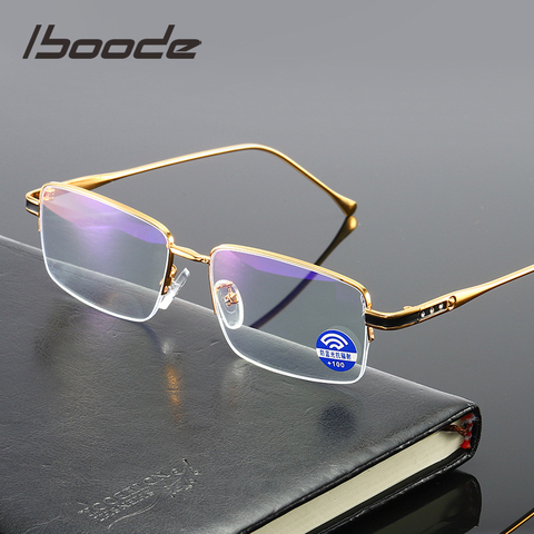 iboode High Quality Half Frame Reading glasses Presbyopic Anti blue Light Eyewear For women Men Metal Computer Goggle +1.5 +4.0 ► Photo 1/6