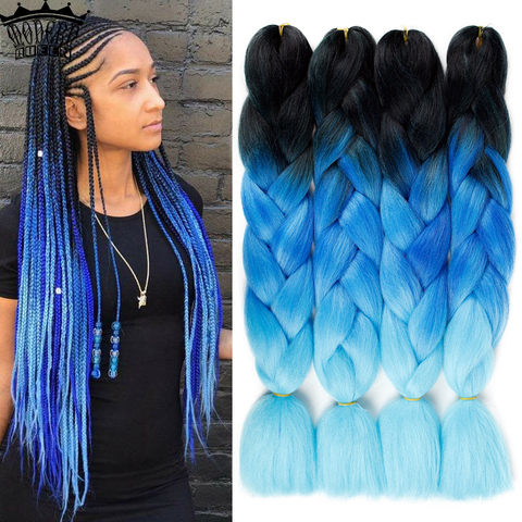 MODERN QUEEN Long 24inch Ombre Jumbo Braiding Hair 100g Synthetic Braids Hair Extensions 100 Colors Yaki Braiding Hair for Women ► Photo 1/6