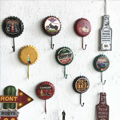 Hanger Hook Retro Metal Beer Bottle Cap Sign Wall Hook Bar Pub Clue Decoration Bottle Cap Wall Decor ► Photo 1/5