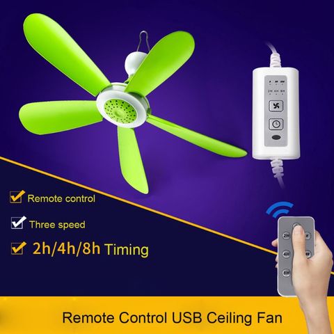 5W Remote Control Timing USB Ceiling Fan Air Cooler USB Fans for Bed Camping Outdoor Hanging Camper Tents Hanger Fan ► Photo 1/6