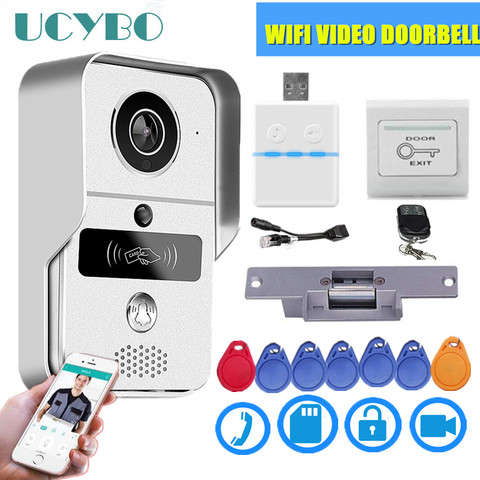 Wifi video doorbell IP security wireless video doorphone camera 4G Keyfobs electric lock smart wifi video intercom system kit ► Photo 1/6