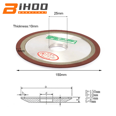 150mm Diamond Grinding Wheel Hypotenuse Carbide Grinding Disc For Tungsten Steel Milling Cutter Sharpener Sharpen Blade Sawtooth ► Photo 1/6