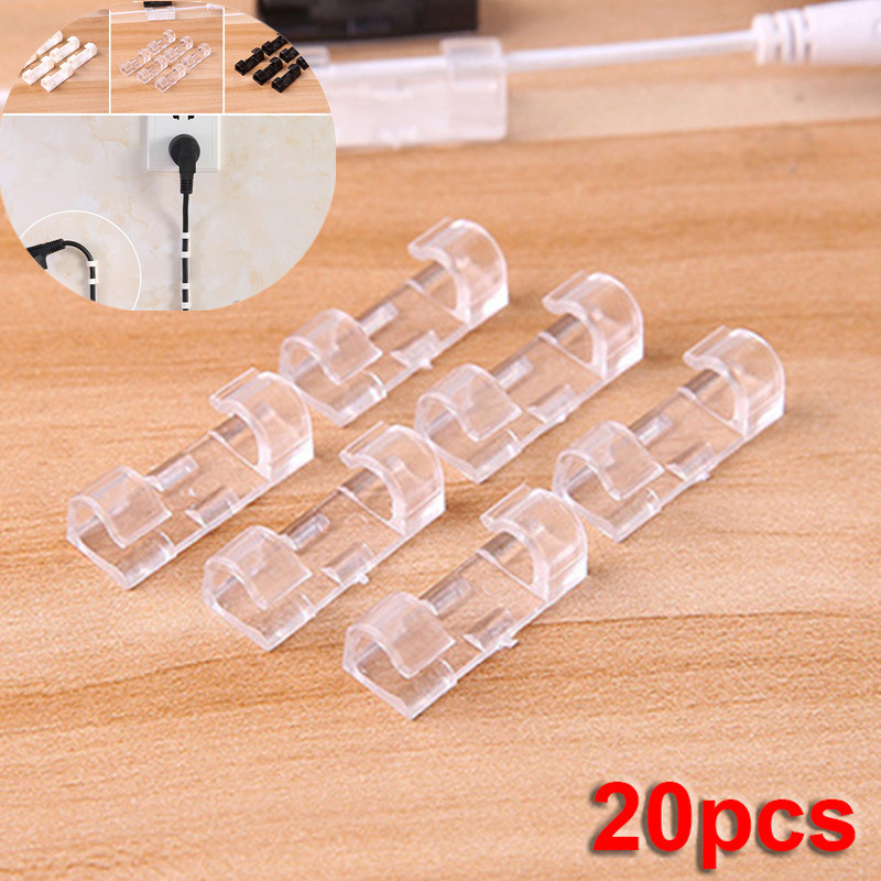 20pcs Self Stick Wire Organizer Line Cable Clip Buckle Clips Clamp Table Wall Fixer Fastener Holder Data Telephone Winder Alitools - Wire Picture Holder For Wall