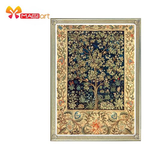 Cross stitch kits Embroidery needlework sets 11CT water soluble canvas patterns 14CT Floral style Golden tree-CMF0053 ► Photo 1/6