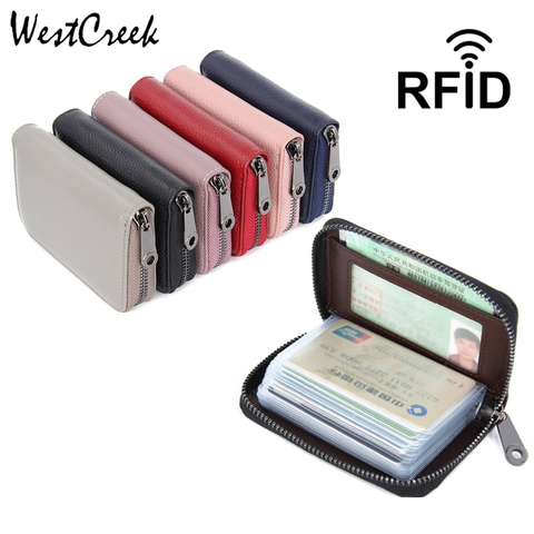 WESTCREEK Brand Genuine Leather RFID Blocking Credit Card Holder Minimalist Travel Business Card Holder Wallet by 16 Slots ► Photo 1/6