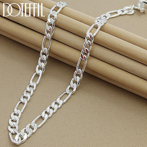 DOTEFFIL 925 Sterling Silver 8mm Chain Sideways Necklace Man Woman Senior Luxury Jewelry Statement Necklace ► Photo 1/5