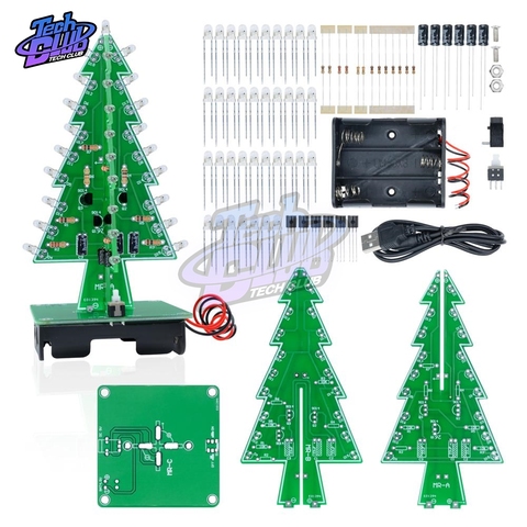 3D Christmas Tree LED DIY Kit Three-Dimensional Red/Green/Yellow LED Flash Circuit Kit Electronic Fun Suite ► Photo 1/6