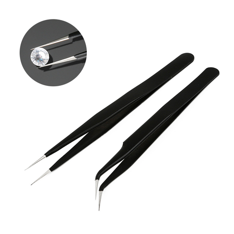 Rhinestones Nipper Stainless Steel Curved Straight Black Tweezer Sequins Beads Nail Art Picking Tool Diamond Loose Rhinestone ► Photo 1/6