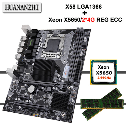 Discount motherboard CPU RAM set HUANANZHI X58 motherboard with CPU Xeon X5650 2.66GHz RAM 8G(2*4G) REG ECC 2 years warranty ► Photo 1/6