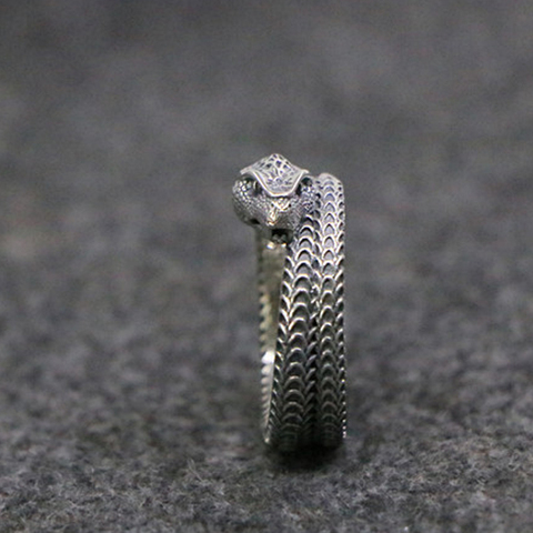 925 STERLING SILVER MEN'S Snake punk Vintage Thai Ring Jewelry A5658 ► Photo 1/5