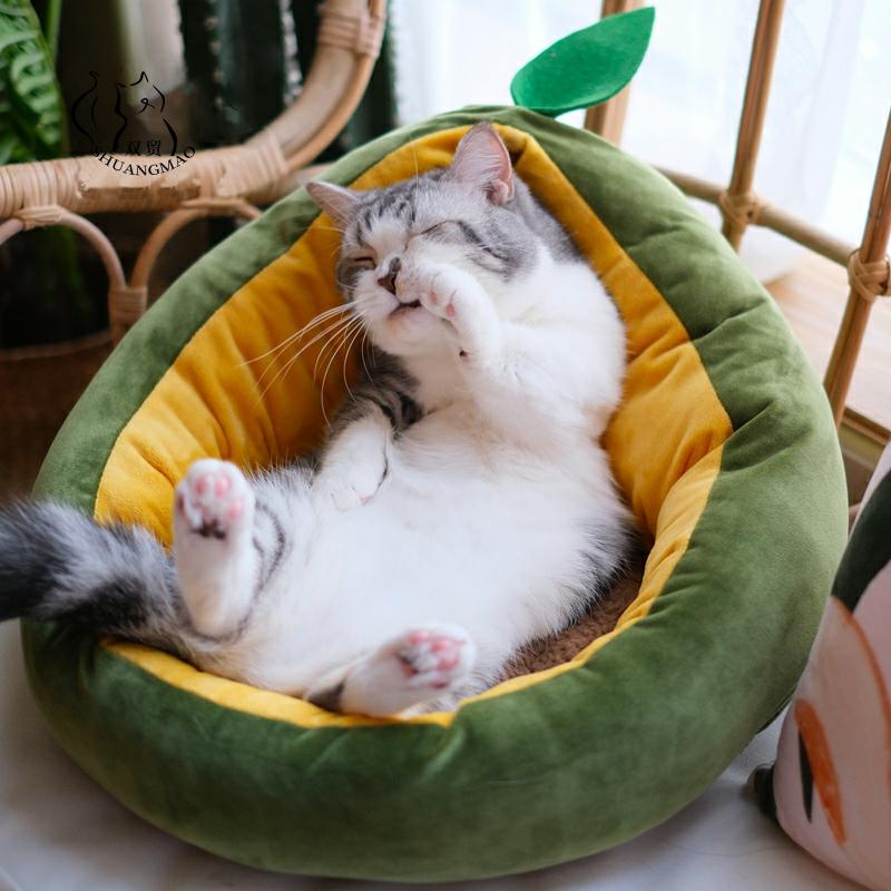 Pet Cat House for Dog Mat Warm Bed Cute Small cats Beds Nest for Dogs Avocado Shape Sleeping Bags Comfortable Kennel Sofas ► Photo 1/6