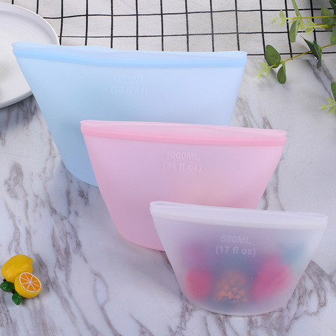 1pcs Reusable Refrigerator Fresh Bags Kitchen Food Sealing Storage Bag Home Food Grade Silicone Fruit Kitchen Organizer ► Photo 1/6