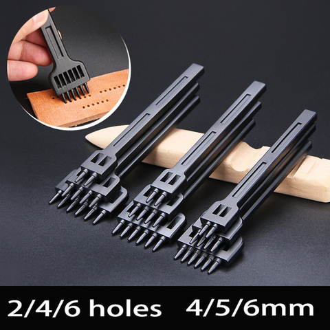 Round Hole Punch Row Prong Stitching Cutter Tool Hand Sewing Hole Leather Craft Tools Spacing Cutting 4mm 5mm 6mm 2/4/6 Holes ► Photo 1/5