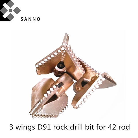 Drilling well tools hard 3 wings D91 lager drag cutter three blade rock drill bit for geological prospecting suitable for 42 rod ► Photo 1/6