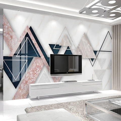 Custom Photo Mural Papel De Parede 3D Geometric Marble TV Background Wall Painting Living Room Bedroom Wall Papers Home Decor ► Photo 1/6