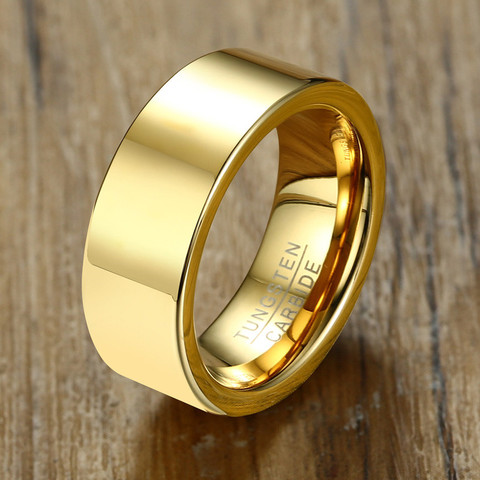 ZORCVENS 2022 New 8mm Man Punk Gold Color Tungsten Ring for Men Jewelry Wholesale ► Photo 1/6