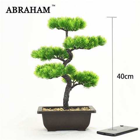40cm 5 Fork Large Artificial Pine Tree Bonsai Plastic Tree Potted Real Touch Plants With a Pot For Home Office Garden Decoration ► Photo 1/5