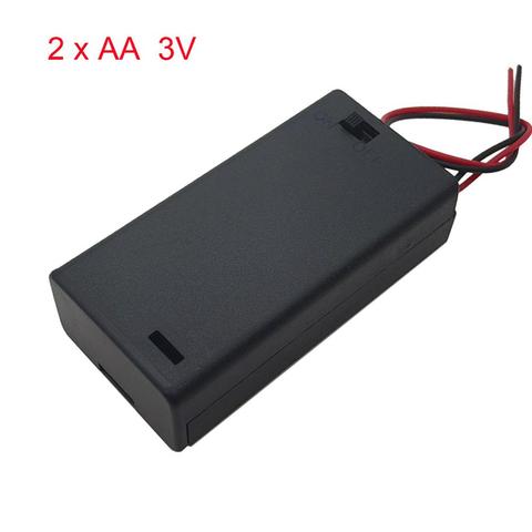 2 AA 3V Battery Case Holder Storage Box Base Socket With Wires,Switch and Cover, Battery Holder ► Photo 1/5
