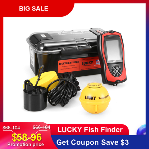 LUCKY FF1108-1CT Portable Fish Finder 2.4' LCD 100M/300FT Depth Fish Alarm Wired Fish Detector Sounder English Russian Options ► Photo 1/6