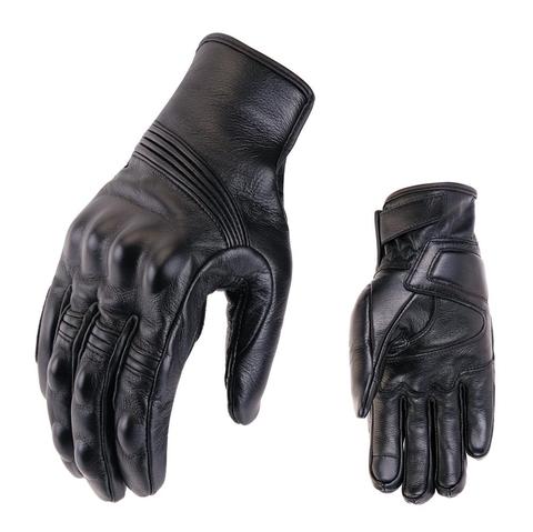 Retro Perforated Leather Motorcycle Gloves Cycling Moto Motorbike Protective Gears Motocross Glove winter man Gift women bike ► Photo 1/6