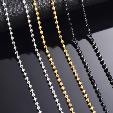 Wholesale 10pcs/lot Stainless Steel Gold Black Ball Chain Necklace Bracelet Keychain Trinket Dog Tag 15cm-100cm ► Photo 1/6