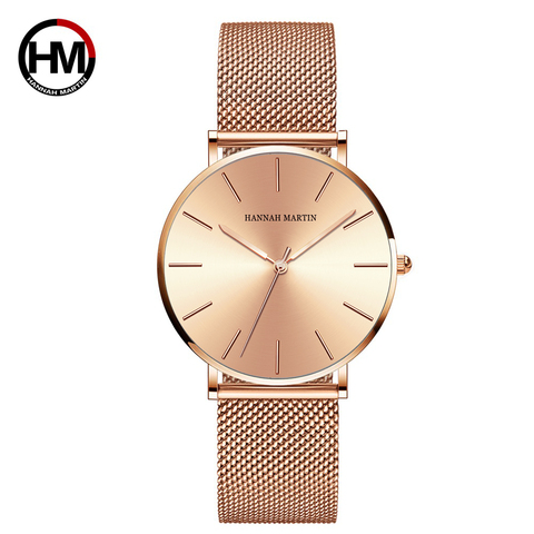 Top Brand Luxury HM Stainless Steel Mesh Wristwatch Japan Quartz Movement Sk Rose Gold Designer Elegant Style Watch For Women ► Photo 1/6