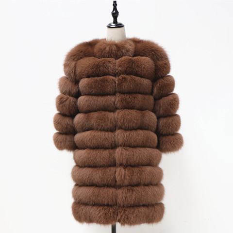 Women Warm Real Fox Fur Coat long  Winter Genuine Fur Jacket Fashion Outwear Luxury Natural Fox Fur Coat For Girls queentina ► Photo 1/6