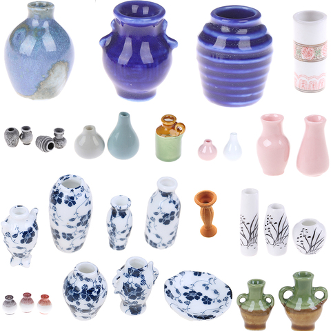 1/12 Dollhouse Miniature Blue and white porcelain vase Accessories Toy US