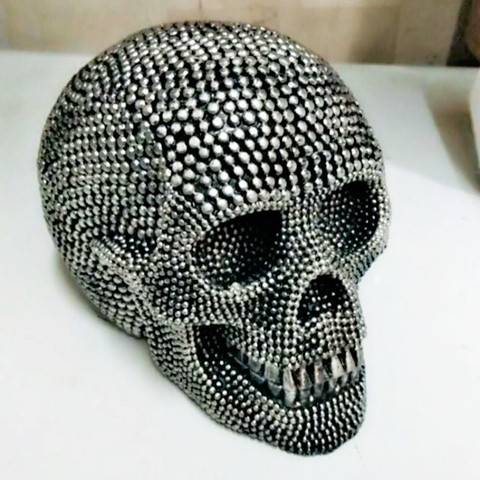 BUF Big Silver/Gold Skull Statue Resin Crafts Decorative Ornaments Halloween Decoration Sculpture Home Decor Figurines ► Photo 1/6