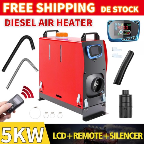 12V 5000W LCD Remote Air Diesel Heater 5KW for Car Boat MotorHome 4-Hole