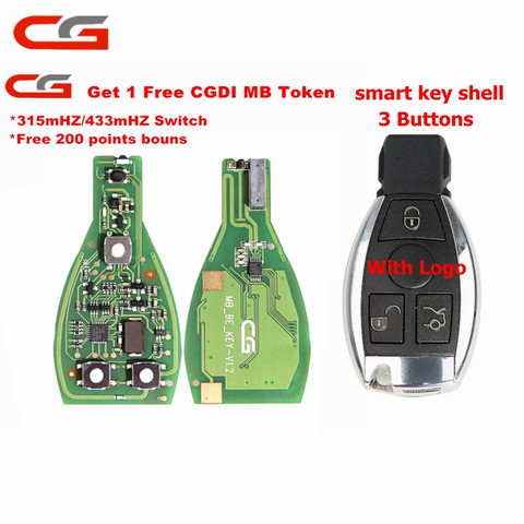Original CG CGDI MB BE KEY V1.2 For Benz Till FBS3 315MHZ/433MHZ Get 1 Free Token CGDI MB With Smart Key Shell 3/4 Button Logo ► Photo 1/6