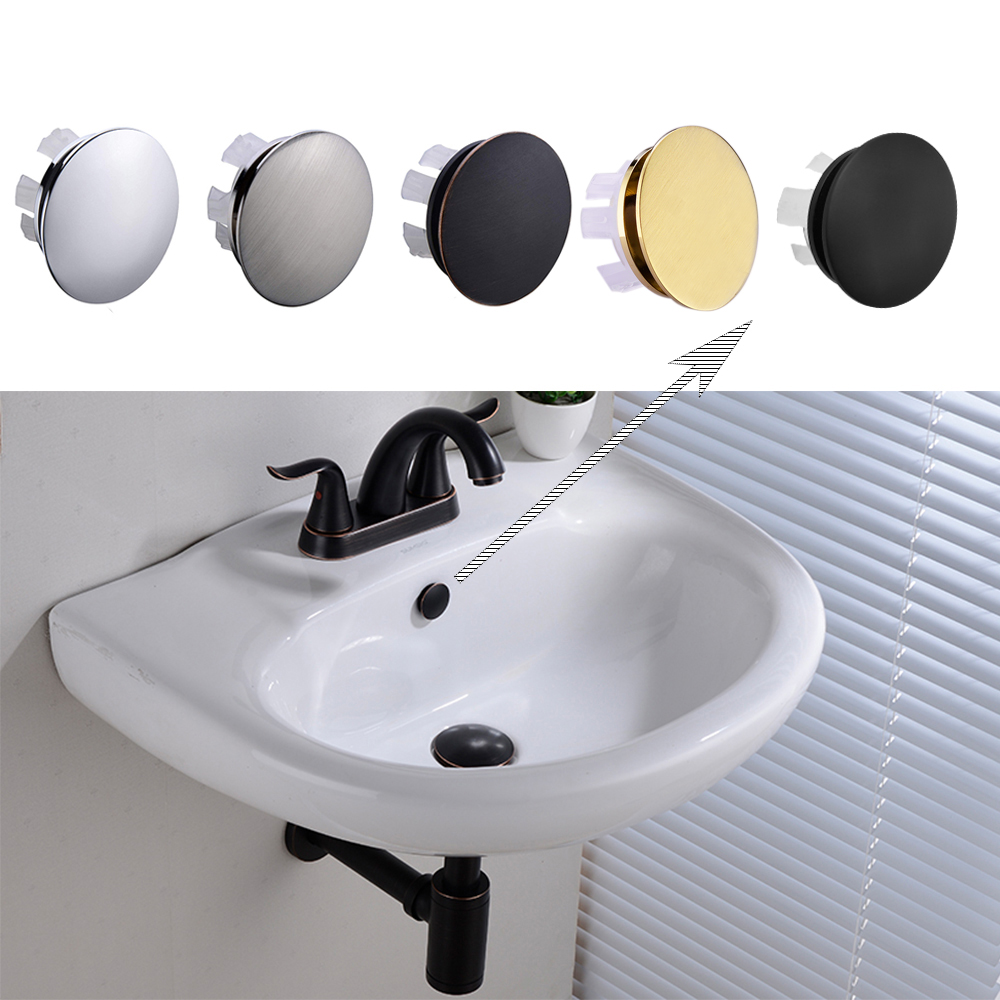 Buy Online Solid Brass Sink Overflow Cap Round Hole Cover For Bathroom Basin Chrome Brushed Nickle Orb Brushed Gold Matte Black Finished Alitools