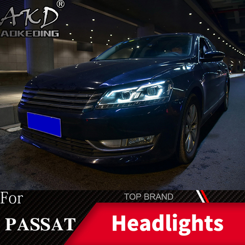 Head Lamp For Car VW Passat B7 2011-2016 Headlights Fog Lights Daytime Running Lights DRL H7 LED Bi Xenon Bulb Car Accessories ► Photo 1/6