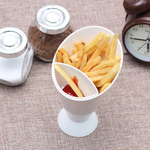 1pc French Fries With Sauce Cup, Snack Holder, Plastic Portable