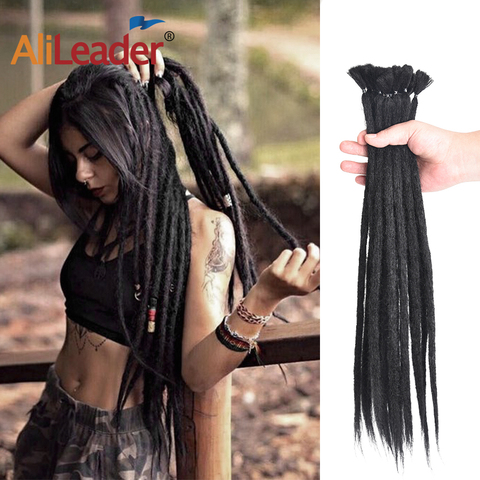 AliLeader 20inch Handmade Dreadlocks Crochet Braid Hair Extensions For Women/Men Pink Blue Ombre Synthetic Crochet Hair 1Root ► Photo 1/6