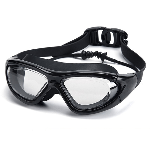 Large Frame Swimming Goggles With Earplug HD Transparent Glasses Anti fog Silicone Waterproof Men Women swim eyewear adult ► Photo 1/6