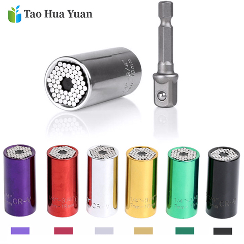 Universal Torque Wrench Head Set Socket Sleeve 7-19mm Power Drill Ratchet Bushing Spanner Key Magic Grip Multi Hand Tools Set AA ► Photo 1/6