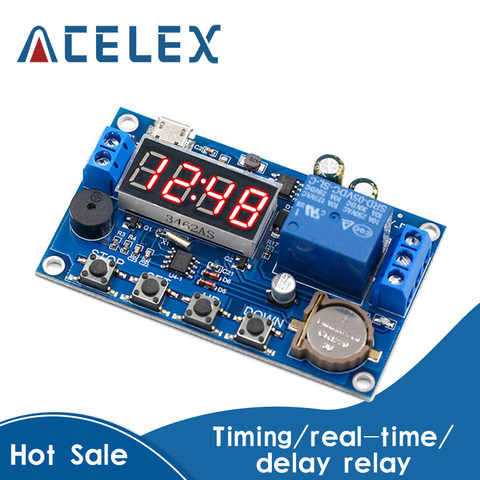 DC 5V Real time Timing Delay Timer Relay Module Switch Control Clock Synchronization Multiple mode control Wiring diagram ► Photo 1/6