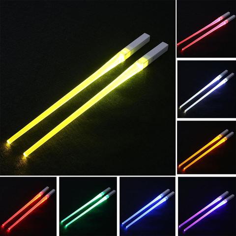 LED Lightsaber Chopsticks Reusable Light Up Chopstick Kitchen Party Tableware Creative Durable Light Glowing Chopstick Gifts ► Photo 1/6