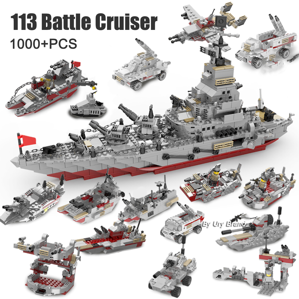 Building Blocks Military Warship Navy Tank Aircraft Army Figures 1000+PCS 