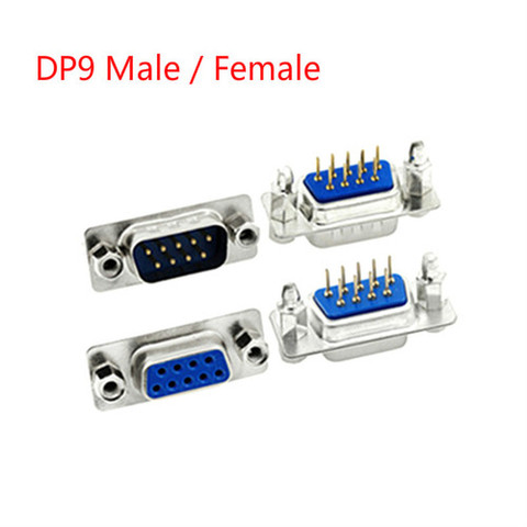 10Pcs Male/Female Blue Straight Pin DB9 D-sub PCB Mount RS232 Serial Port Connector Socket With Screw Nuts ► Photo 1/1