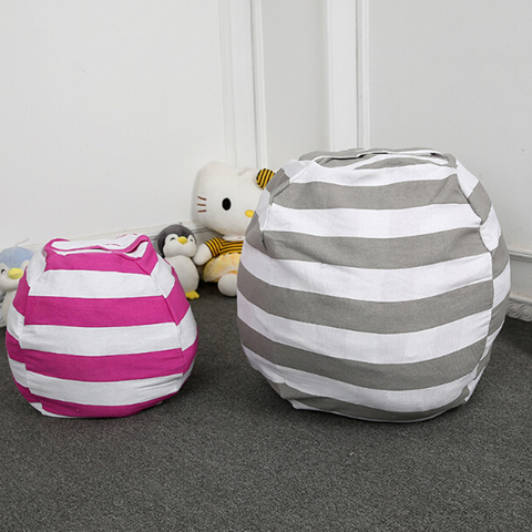 Stuffable Animal Toys Storage Bean Bag Stuffed Children Kids Plush Toy Organizer Large Capacity Stripe Round Storage Bag ► Photo 1/6