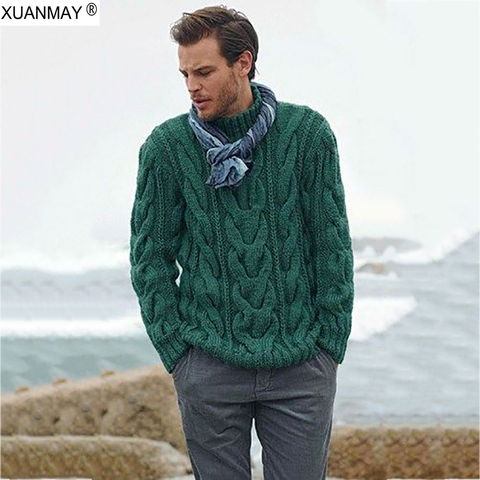 2022 Winter Men's Pullover Sweater Casual Soft and Comfortable Pullover Sweater coat Thick warm Hand-knitted Cool Men's Sweater ► Photo 1/6